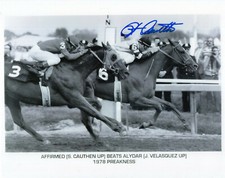 STEVE CAUTHEN HAND SIGNED 8x10 PHOTO+COA         AFFIRMED JOCKEY 1978 PREAKNESS