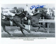 STEVE CAUTHEN HAND SIGNED 8x10 PHOTO+COA         AFFIRMED JOCKEY 1978 PREAKNESS