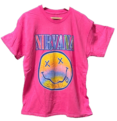 Nirvana Pink Smiley Face T-Shirt - Size Large | eBay