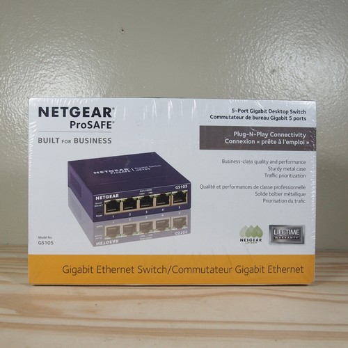 NETGEAR ProSafe GS105 5 Port Gigabit Desktop Switch Brand New Sealed - Picture 2 of 6