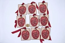 9~Primitive~Fall~Autumn~Hot Apple Cider~Linen Cardstock~Gift~Hang~Tags