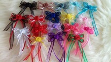 Satin/Organza Ribbon Bows W/Rose buds Appliques Decoration DIY 5/10 pcs