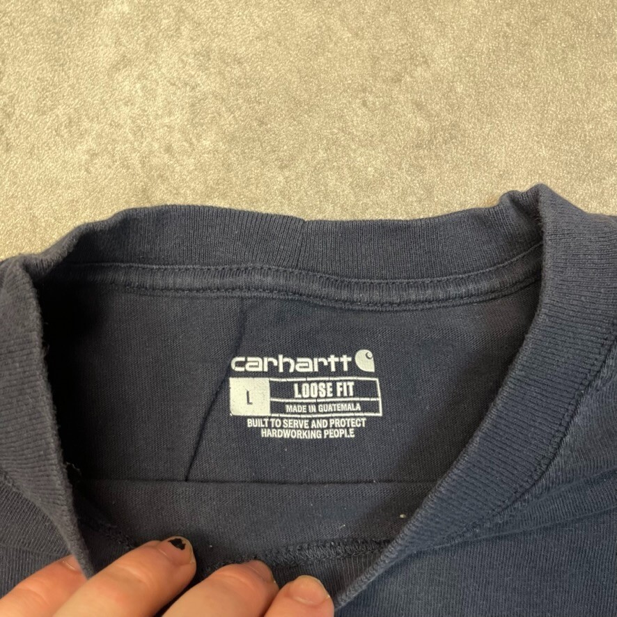 Carhartt T-Shirt Mens Y2K USA Short Sleeve Pocket Workwear Tee, Navy, Large image 7