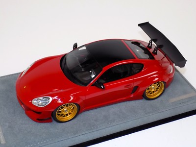 1/18 AB Models Porsche Cayman Rocket Bunny Gloss Red on Alcantara Base B