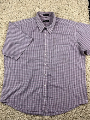 Christian Dior Monsieur Plaid Short Sleeve Shirt Mens XL Button Up Purple - Picture 4 of 8