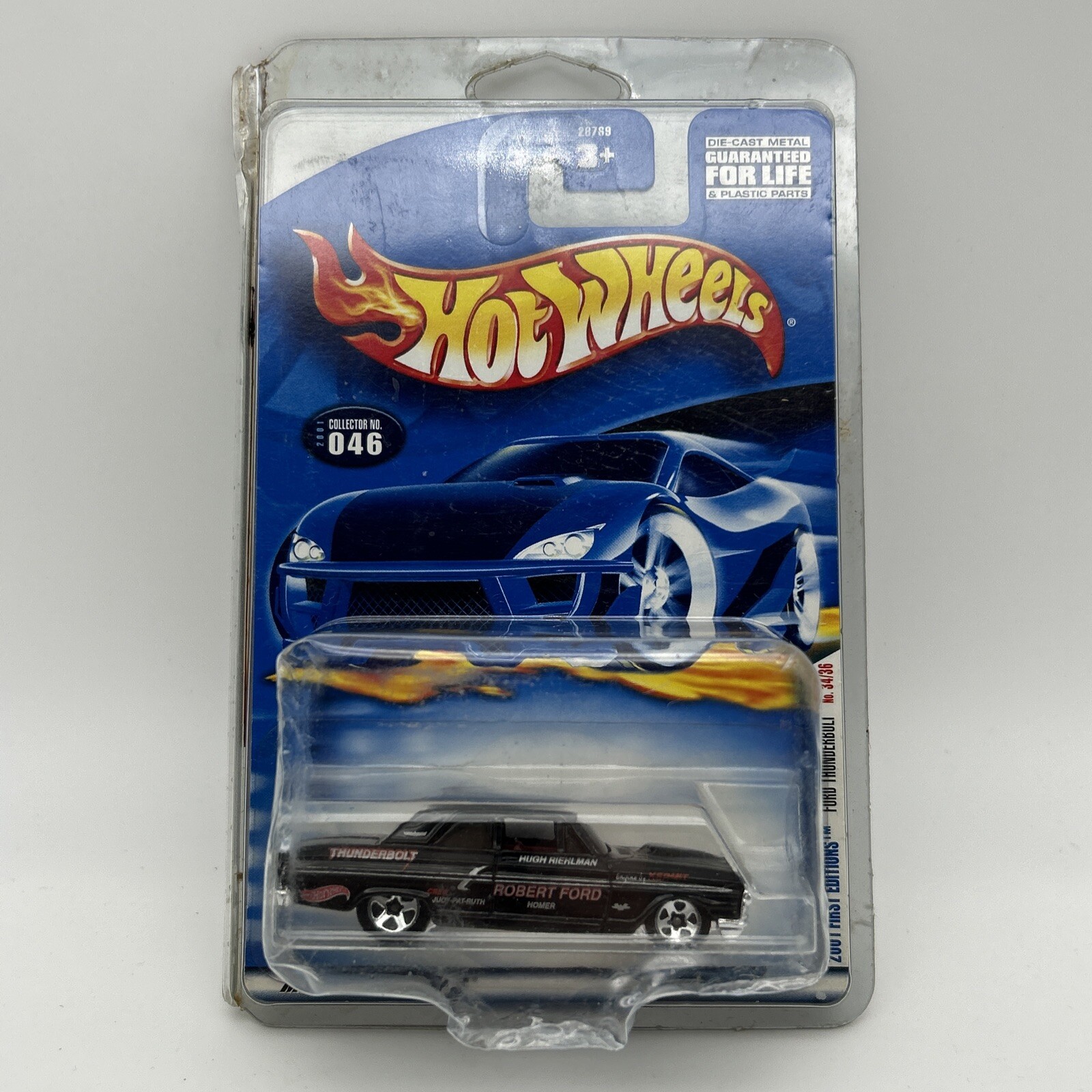 2001 Hot Wheels First Editions Ford Thunderbolt 046 Robert Ford Black New