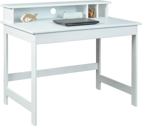 Scrivania ufficio camera cameretta Hilda cm 110 x 69 x 76/91h Bianco INTER LINK - Foto 4 di 6
