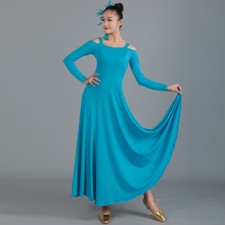 Latin Ballroom Dance Dress Modern Salsa Waltz Standard Long Dress C027 5 Colors