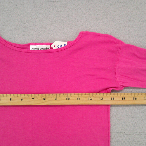 Girls Top Pink Plain Basic Long Sleeve Round Neck Shirt Stretch School Dance Tee - Picture 4 of 15