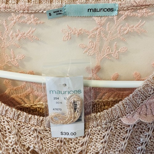 Maurices Open Knit Popover Sweater Casual Blush Pink Knitted Size S Cover Up NWT - Picture 5 of 8