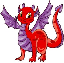 5in x 5in Purple Red Happy Dragon Dragons Sticker Decal Vinyl Window Stickers...