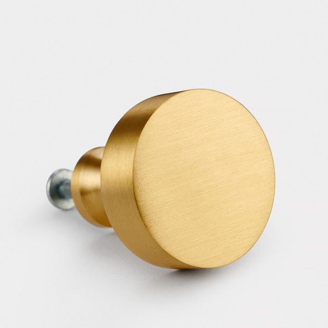 Modern Brass Matte Round Gold Cupboard Door Knob Dresser Pull