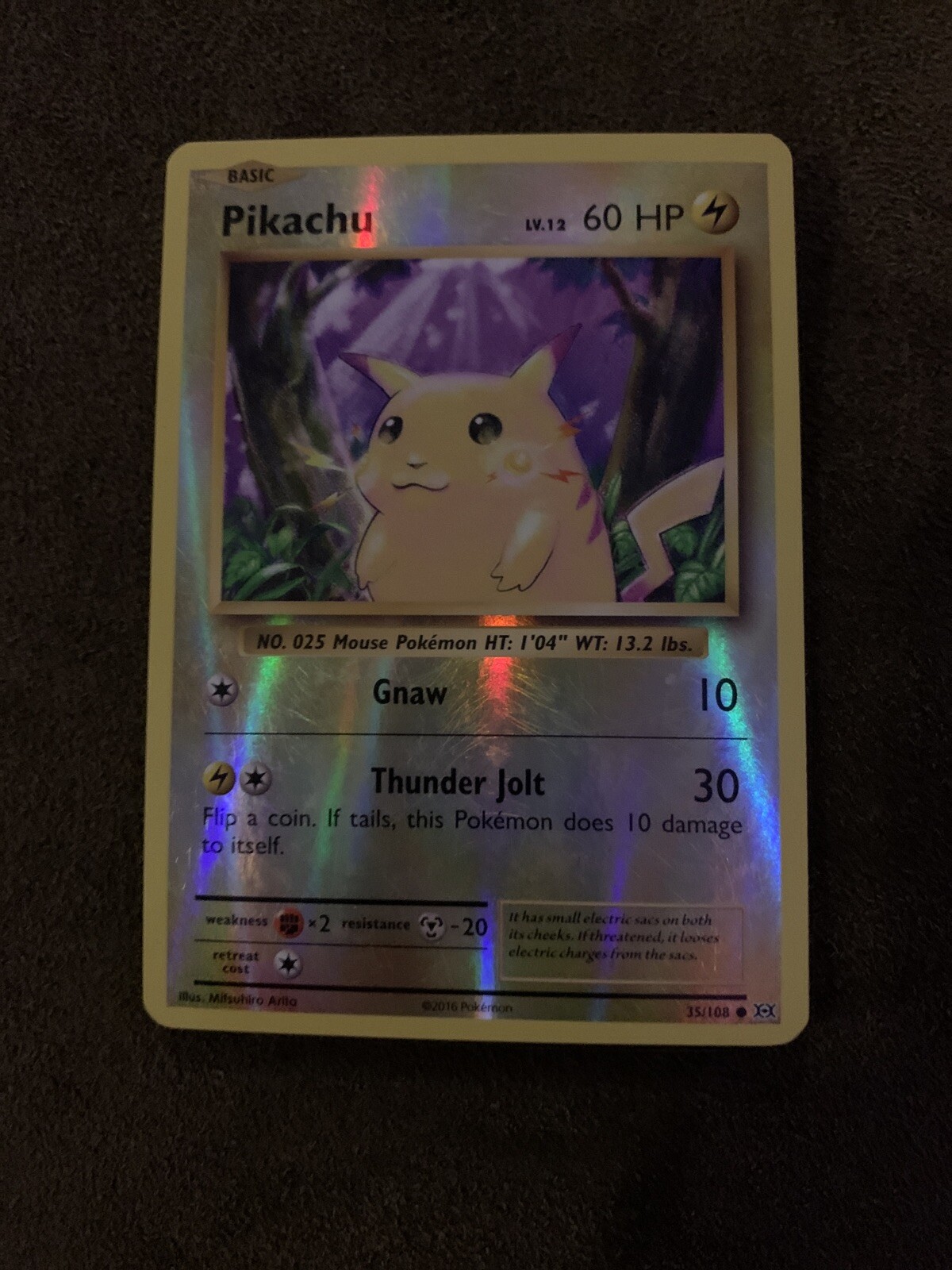 Pokémon card Pikachu 2016, level 12, 35/108, Reverse Holo, Mint Condition |  eBay