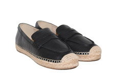 Sam Edelman Womens KAI ESPADRILLE Flats Shoes Sz 8.5M Black Leather Penny Loafer