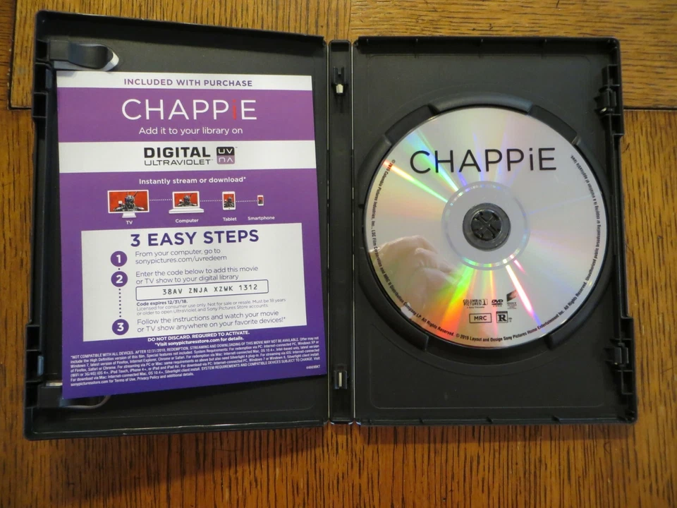 Chappie - Sharlto Copley, Dev Patel, Hugh Jackman - 2015 Columbia DVD LIKE NEW!! - Image 3 of 3