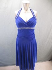 Trixxi Size M Womens Blue Stretch Sleeveless Halter Embellished Party Dress 429