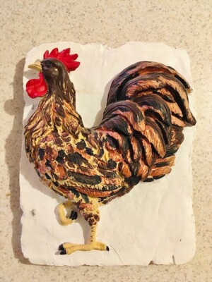 Vintage Hanging Rooster Sculpture 6x8 Plaster Carving - 1998 Duncan Enterprises