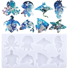 8 in 1 Silicone Fish Mold Epoxy Resin Casting Craft Mould Marine Animal Octopus