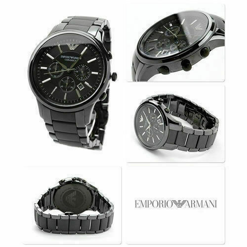 NEW GENUINE EMPORIO ARMANI MENS WATCH CERAMIC STAINLESS STEEL BLACK DIAL AR1451 - Afbeelding 1 van 4