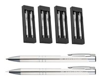 5X Metall Schreibset Mit Gravur / Kugelschreiber + Druckbleistift / Farbe: Weiß