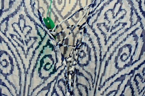 ANTICA SARTORIA 2020 BLUE WHITE PRINT TOP ONE SIZE NWT - Picture 5 of 6
