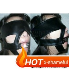 Binding PU Leather Open Mouth Gags Blindfold Eye Mask Harness Restraint Ring New