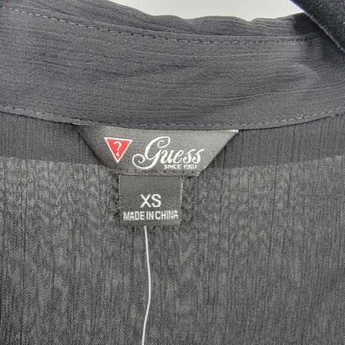 Guess Damen XS lange Roll-Tab Ärmel Cold Shoulder Knopfleiste Kragen Bluse - Bild 8 von 12