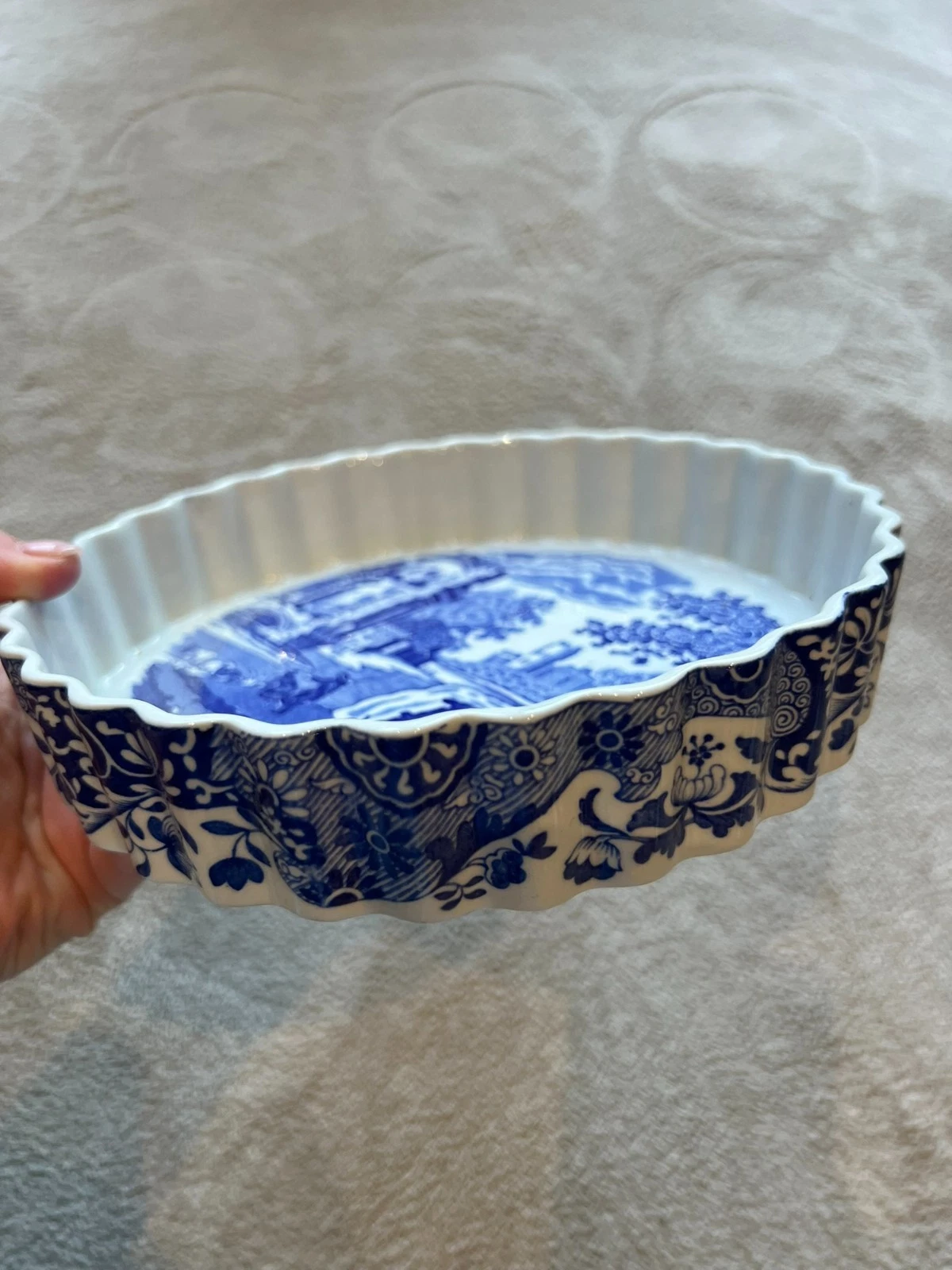 Spode Blue Italian Fluted Pie / Tart Dish – Vintage