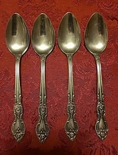 Imperial Stainless Steel Flatware Japan 4 Teaspoons Floral Rose Flower 6" Long 