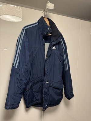 adidas Herren Windbreaker Jacke M Blau Polyamid halblang 3-Streifen RV-Taschen