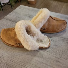 UGG Scuffette II Chestnut Suede Sheepskin Slippers Womens 10 Warm Cozy