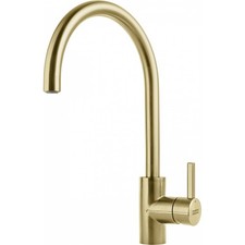 Franke Eos Neo Gold Single Lever Kitchen Tap Stainless Steel J-Spout 387mm