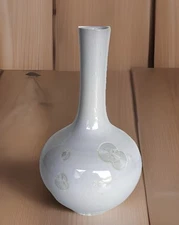 Vtg '87 Gregg Jacob White Studio Art Crystalline Glaze White Pottery Vase 8"