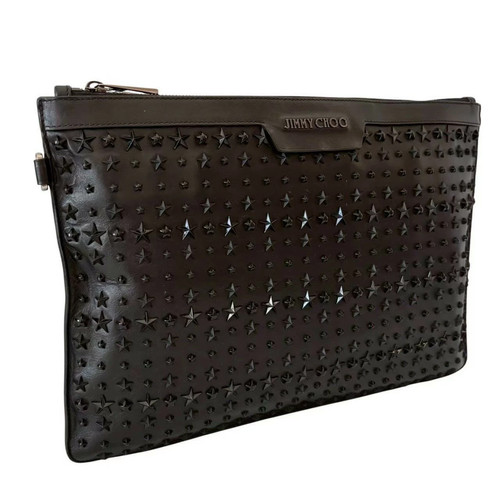 JIMMY CHOO Bag Clutch Bag Brand Bag Black DEREK Star Studs Leather Unisex
