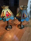 Tiffa-Mini Tiffany Kitchen Lamp Stained Glass Sailboat Boat Tree Base Vintage