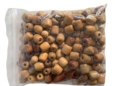 Natural Wood Beads Mixed Round  Barrel Designs Quart Size 1.75-Inch Set