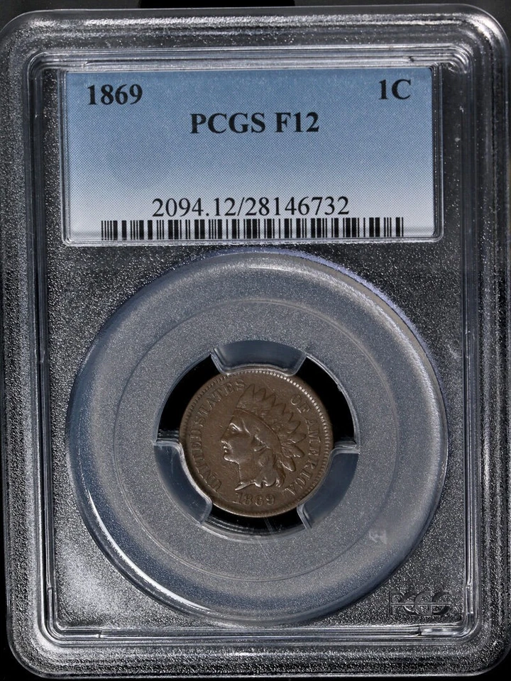 1869 Indian Cent PCGS F12 Great Eye Appeal Nice Strike - Image 3 of 4