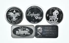 Lot 5 VINTAGE 1 Oz Silver Bars/Rounds Art Bars Collection Poured .999 *474