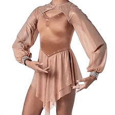 Weissman elite Dance costume bronze tan poet Long Sleeve The Weather 16698 MC