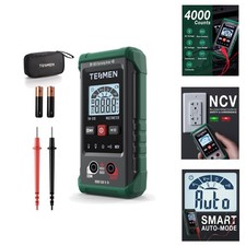 Digital Multimeter 4000 Count Smart Auto-Ranging Voltmeter NCV Tester Green Case