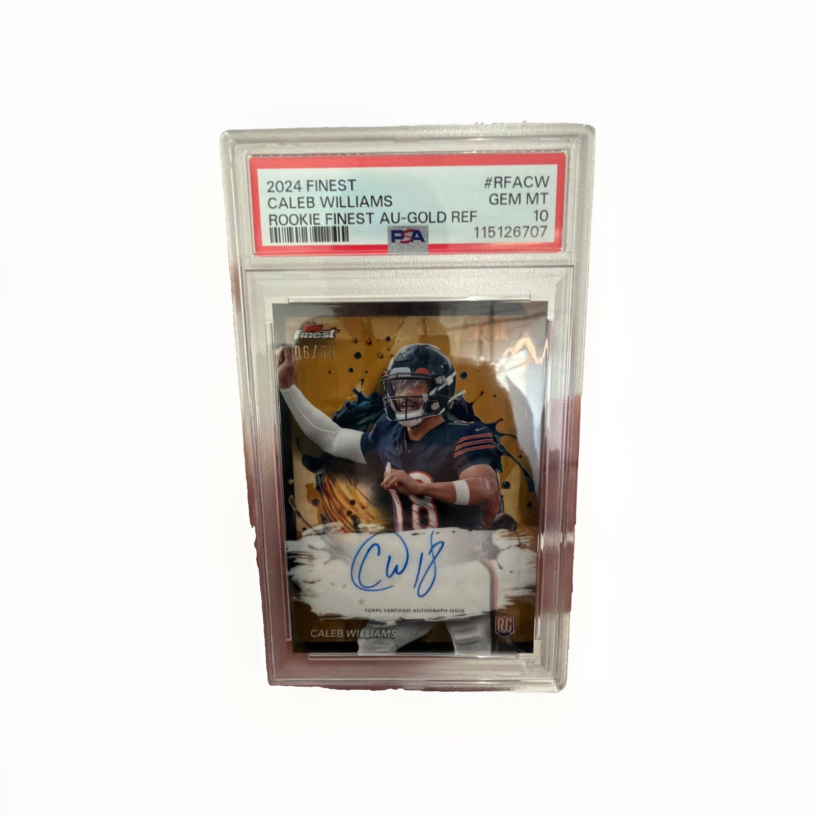Caleb Williams Topps Finest #161 Gold Refractor