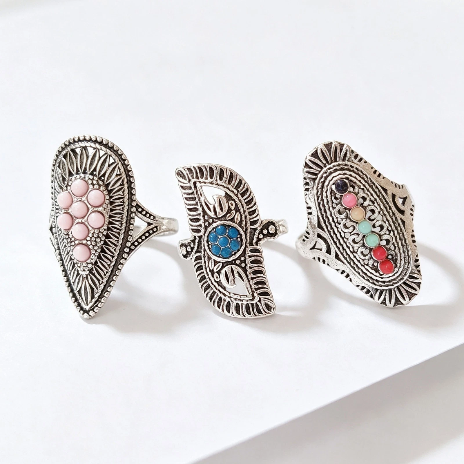 Wholesale 50pcs Lot Bohemian Ethnic Style Ring Hollow Carving Jewelry Men Women - product detail image 7