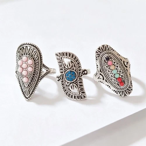 Wholesale 50pcs Lot Bohemian Ethnic Style Ring Hollow Carving Jewelry Men Women image 7