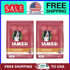  2 pack Iams Proactive Health Minichunks Dry Dog Food with Real Lamb, Rice, 15lb