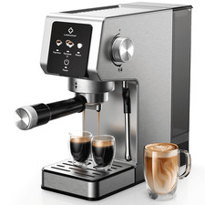 LINKChef CME1020 20 Bar Espresso Maker with Milk Frother Steam Wand, Silver