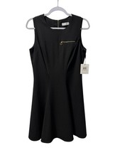 CALVIN KLEIN Women’s Little Black Dress Size 6 Sleeveless Fit & Flare Lined NWT