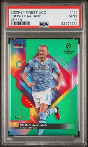 2023-24 Topps Finest UEFA Club Competitions Erling Haaland Green /99