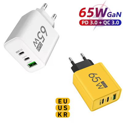3-fach Schnellladegerät Mehrfach Stecker 65W Netzteil 2x USB-C + 1x USB Charger