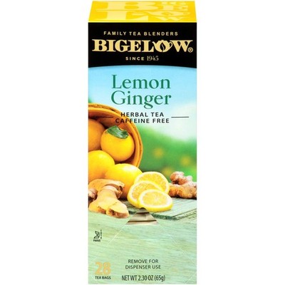Bigelow Lemon Ginger Herbal Tea Bags 28Count Box Pack of 1 Lemon Ginger Tea B...