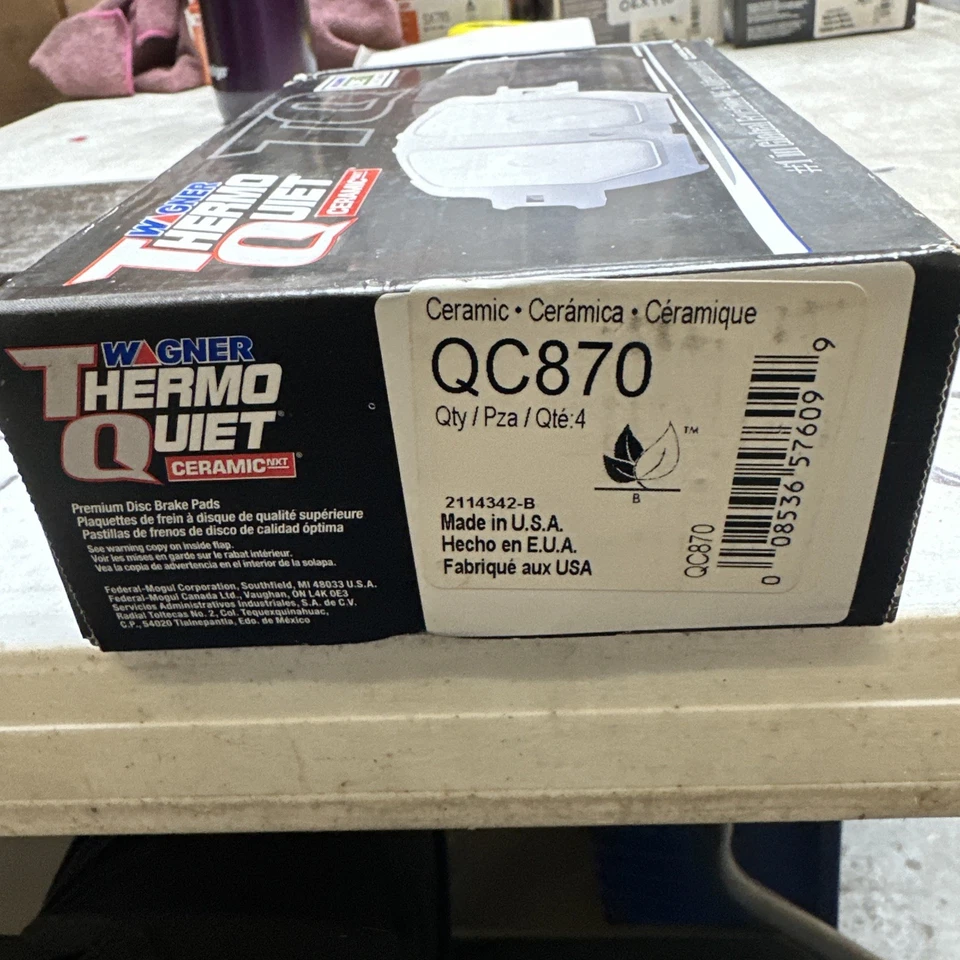 Комплект керамических термошиумных дисковых тормозных колодок Wagner Brake QC870 для 01–06 Lexus LS430 - Изображение 2 из 2